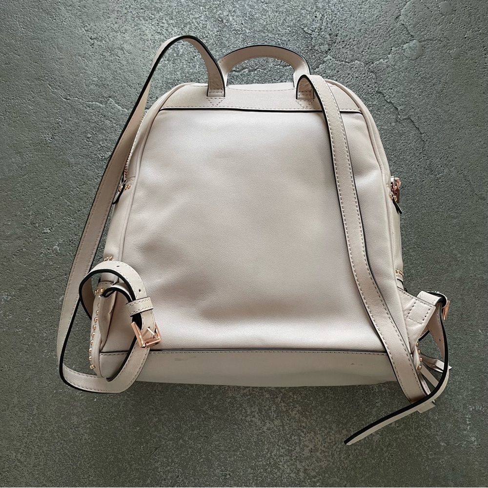 Michael Kors Beige Pink with Rose Gold Metal Rosette Studded Leather Backpack - Picture 8 of 15